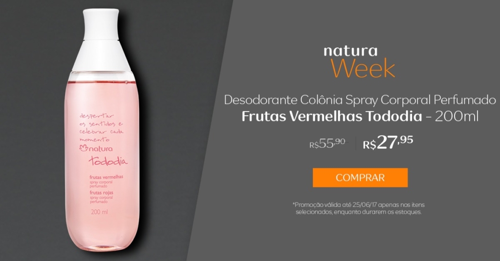 Desodorante Colônia Spray Corporal Perfumado Frutas Vermelhas Tododia - 200ml - preço R$ 27,95 na Natura Week